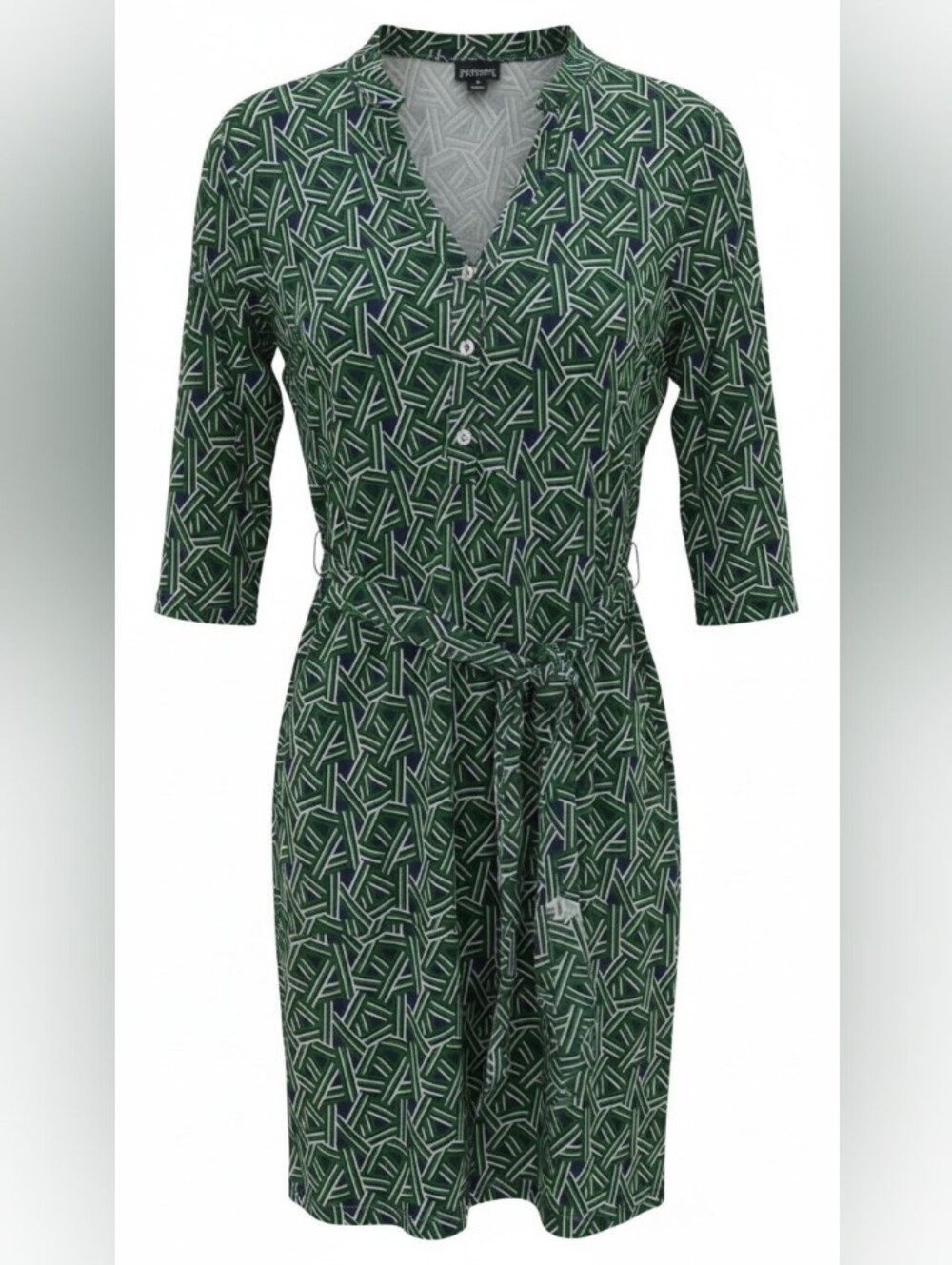 Enfocus Studio Green Geometric Print V-Neck Wrap Dress SZ 8